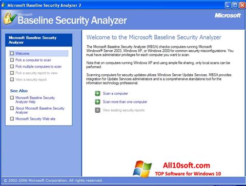 Screenshot Microsoft Baseline Security Analyzer für Windows 10