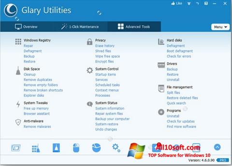 Screenshot Glary Utilities Pro für Windows 10