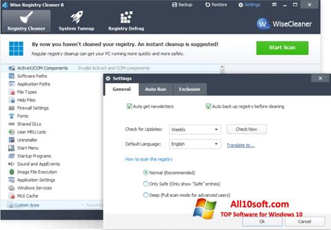 Screenshot Wise Registry Cleaner für Windows 10
