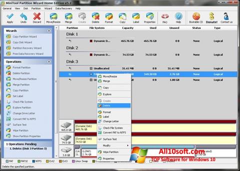 Screenshot MiniTool Partition Wizard für Windows 10
