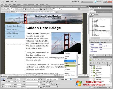 Screenshot Adobe Dreamweaver für Windows 10