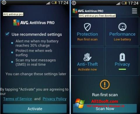 Screenshot AVG AntiVirus Pro für Windows 10