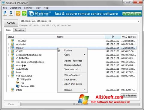 Screenshot Advanced IP Scanner für Windows 10