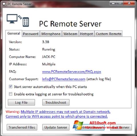 Screenshot PC Remote Server für Windows 10