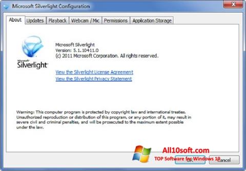 Screenshot Microsoft Silverlight für Windows 10