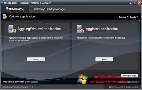 Screenshot BlackBerry Desktop Manager für Windows 10