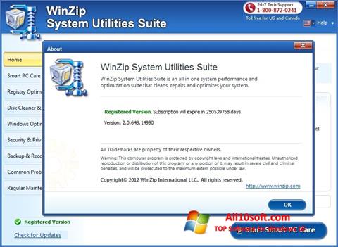 Screenshot WinZip System Utilities Suite für Windows 10