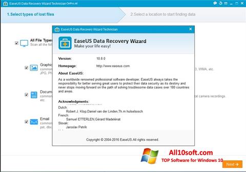 Screenshot EaseUS Data Recovery Wizard für Windows 10