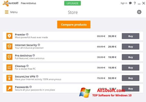Screenshot Avast Free Antivirus für Windows 10