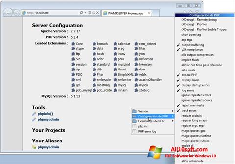 Screenshot WampServer für Windows 10