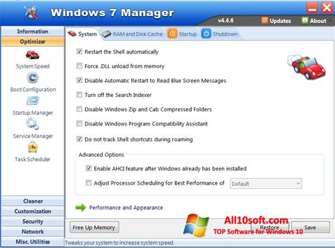 Screenshot Windows 7 Manager für Windows 10