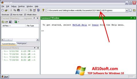 Screenshot MATLAB für Windows 10