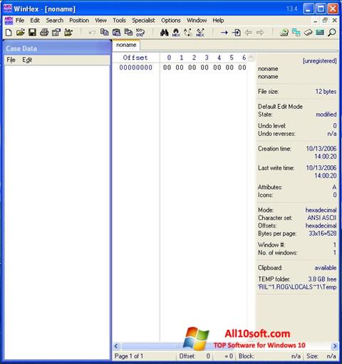 Screenshot WinHex für Windows 10