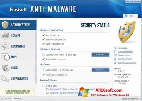 Screenshot Emsisoft Anti-Malware für Windows 10