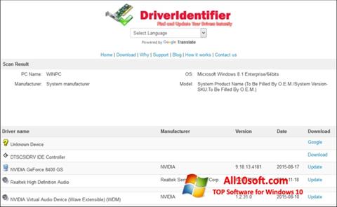 Screenshot Driver Identifier für Windows 10