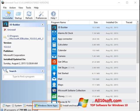 Screenshot Uninstall Tool für Windows 10