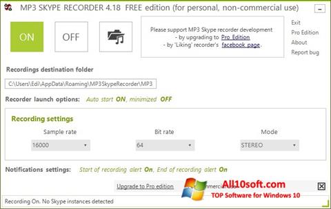 Screenshot MP3 Skype Recorder für Windows 10