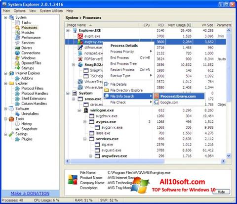 Screenshot System Explorer für Windows 10