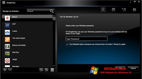 Screenshot HP SimplePass für Windows 10