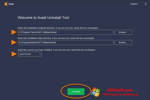 Screenshot Avast Uninstall Utility für Windows 10