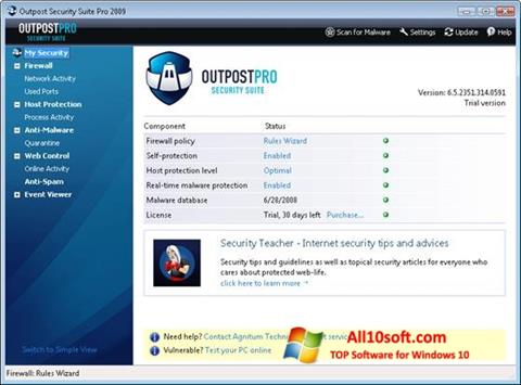 Screenshot Outpost Security Suite PRO für Windows 10