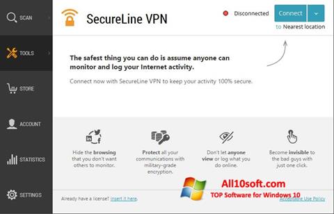 Screenshot Avast SecureLine VPN für Windows 10