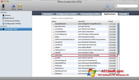 Screenshot iPhone Configuration Utility für Windows 10