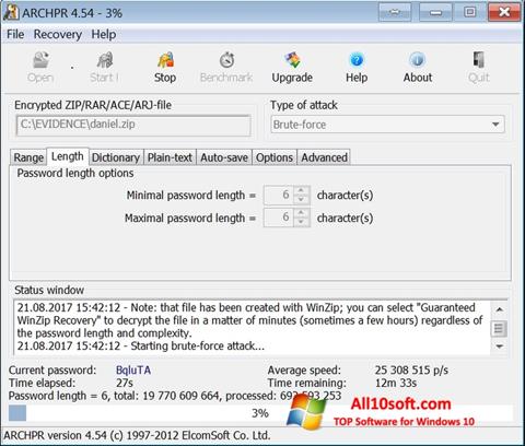 Screenshot Advanced Archive Password Recovery für Windows 10