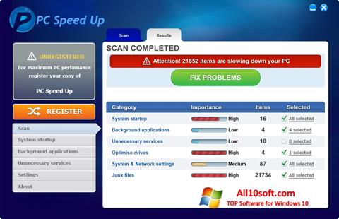 Screenshot PC Speed Up für Windows 10