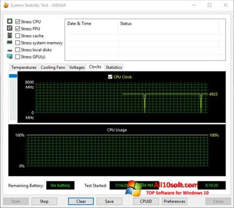 Screenshot CPU Stability Test für Windows 10