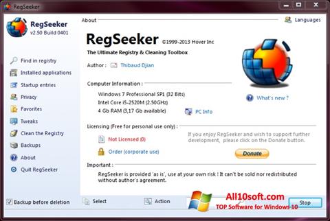 Screenshot RegSeeker für Windows 10