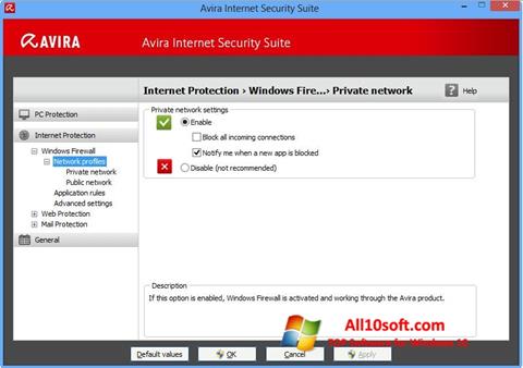 Screenshot Avira Internet Security für Windows 10