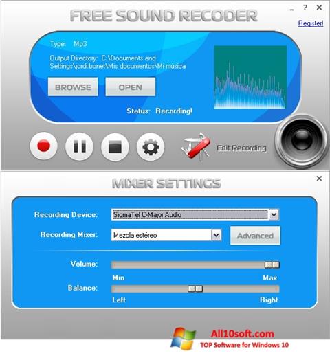 Screenshot Free Sound Recorder für Windows 10