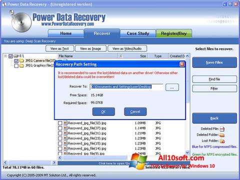 Screenshot Power Data Recovery für Windows 10