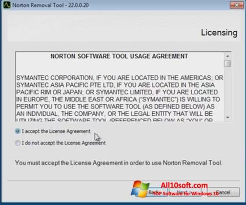Screenshot Norton Removal Tool für Windows 10