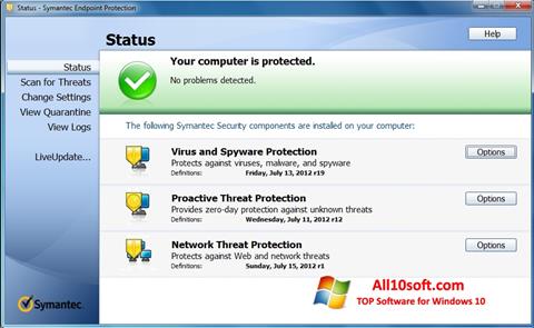 Screenshot Symantec Endpoint Protection für Windows 10