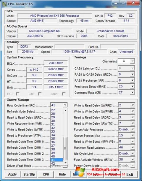 Screenshot CPU-Tweaker für Windows 10
