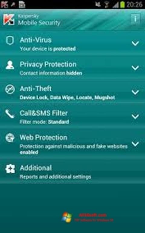 Screenshot Kaspersky Mobile Security für Windows 10