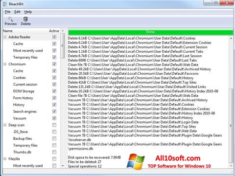 Screenshot BleachBit für Windows 10