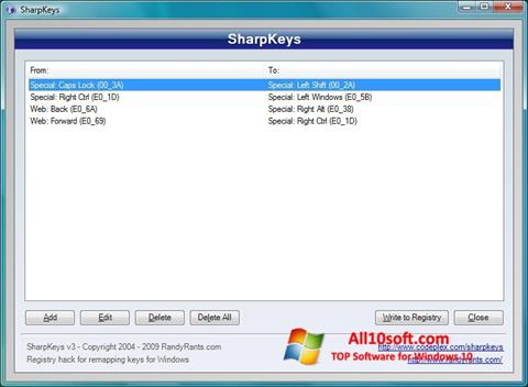 Screenshot SharpKeys für Windows 10